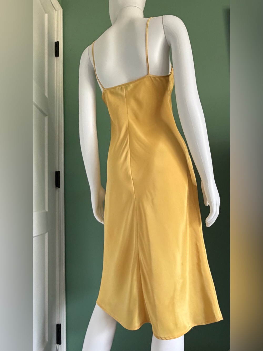 Laundry By Shelli Segal Golden Yellow Silk Slip Midi Dress - Picture 2 of 8
